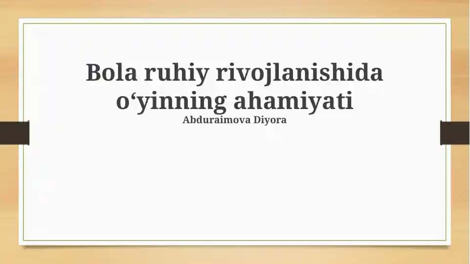 O'yin orqali ijodkorlikni rivojlantirish