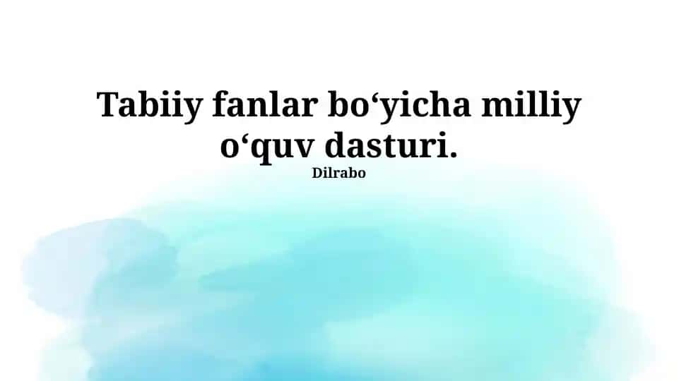 Tabiiy fanlar bo'yicha milliy o'quv dasturi