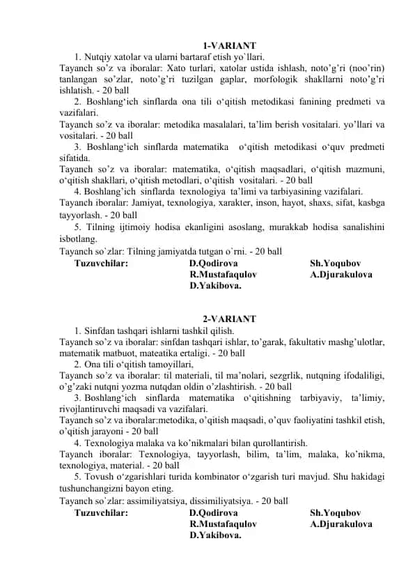 Boshlang‘ich sinflarda matematika o‘qitish metodikasi