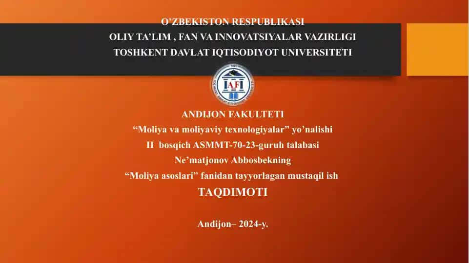 Investitsion dasturlarni moliyalashtirish