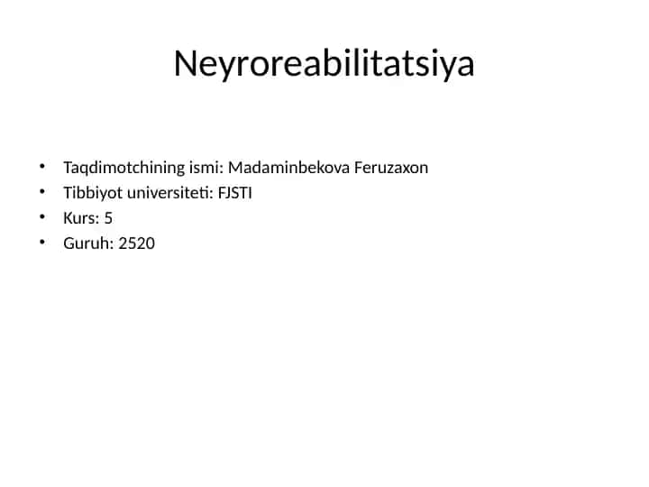 Neyroreabilitatsiya