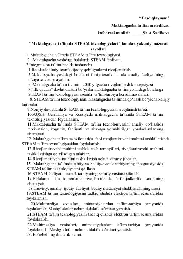 Maktabgacha ta’lim metodikasi