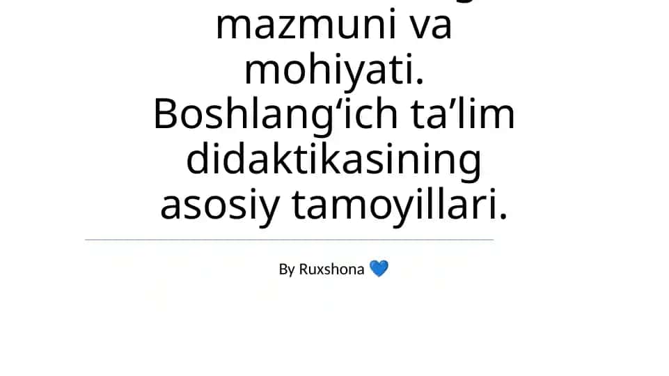 Boshlang'ich Ta'lim Didaktikasi