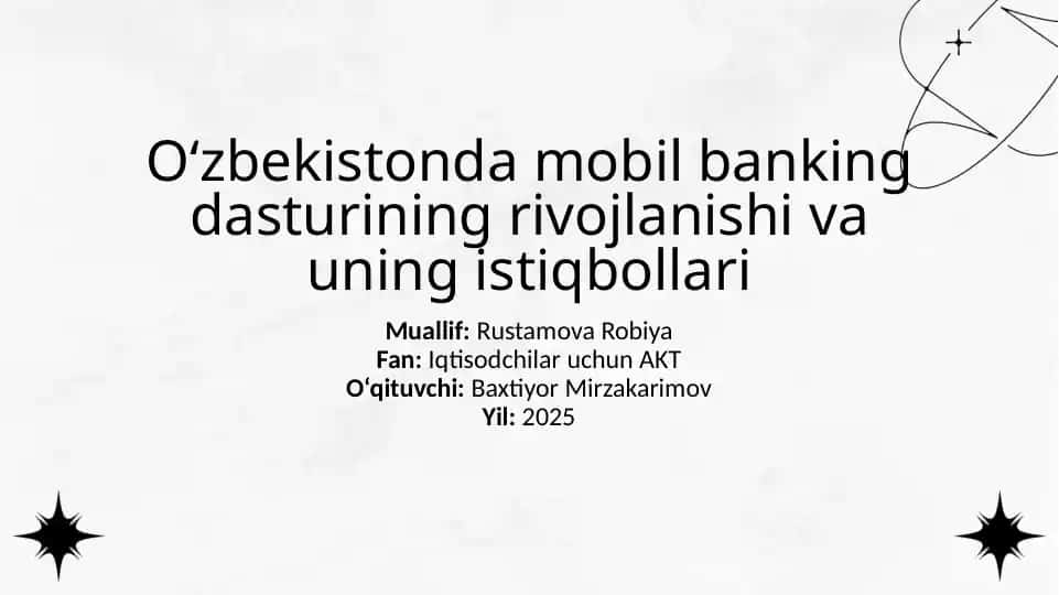 O‘zbekistonda mobil banking dasturining rivojlanishi va uning istiqbollar