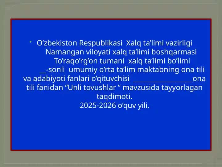 "Unli tovushlar"