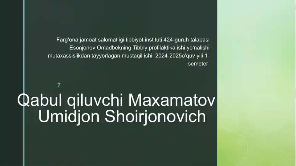 Gigiyena fanida qo'llaniladigan profilaktik chora tadbirlar
