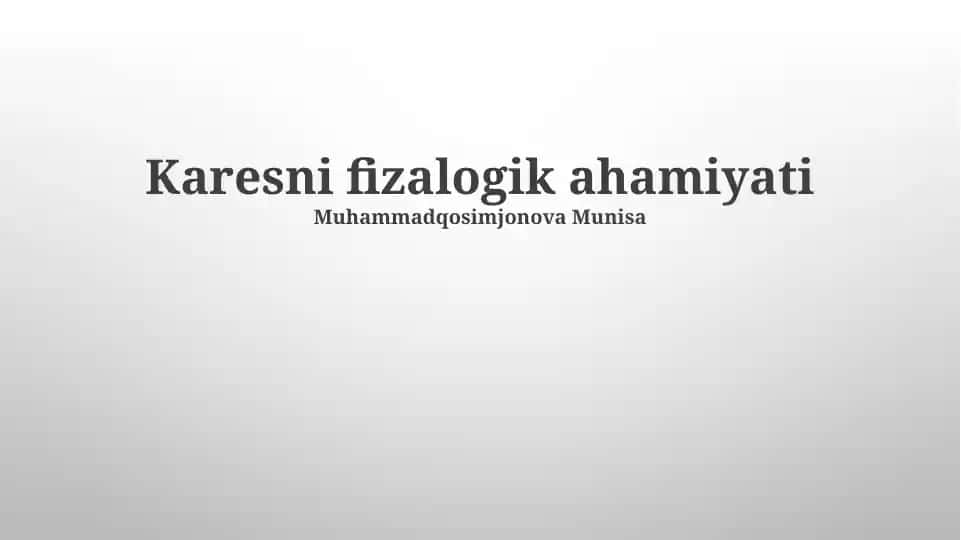 Kariesning fiziologik ahamiyati va davolash usullari