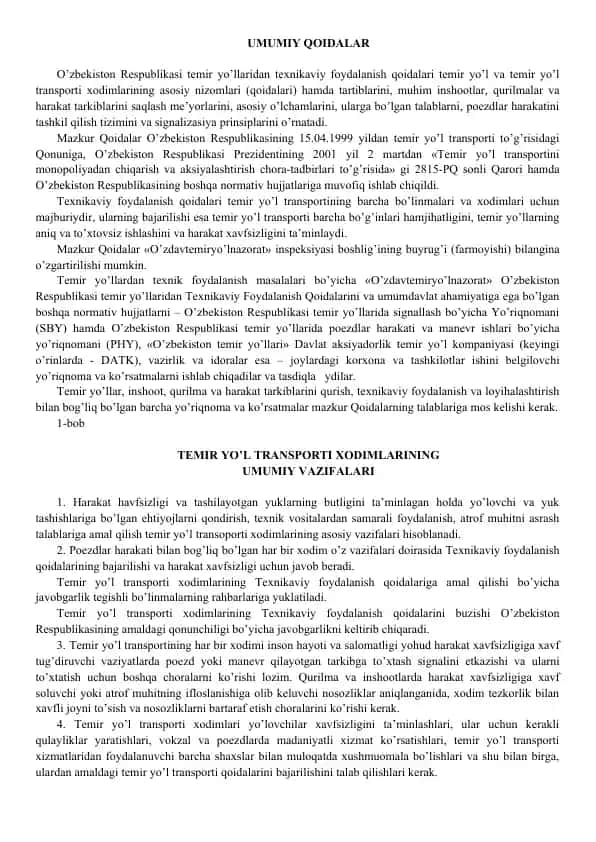 Texnikaviy foydalanish qoidalari