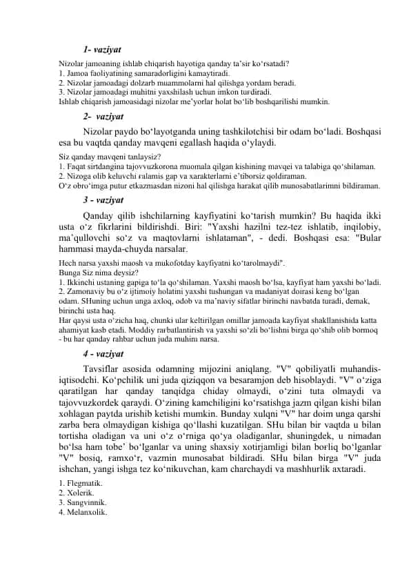 Ishchilarning kayfiyatini ko'ndalantirish