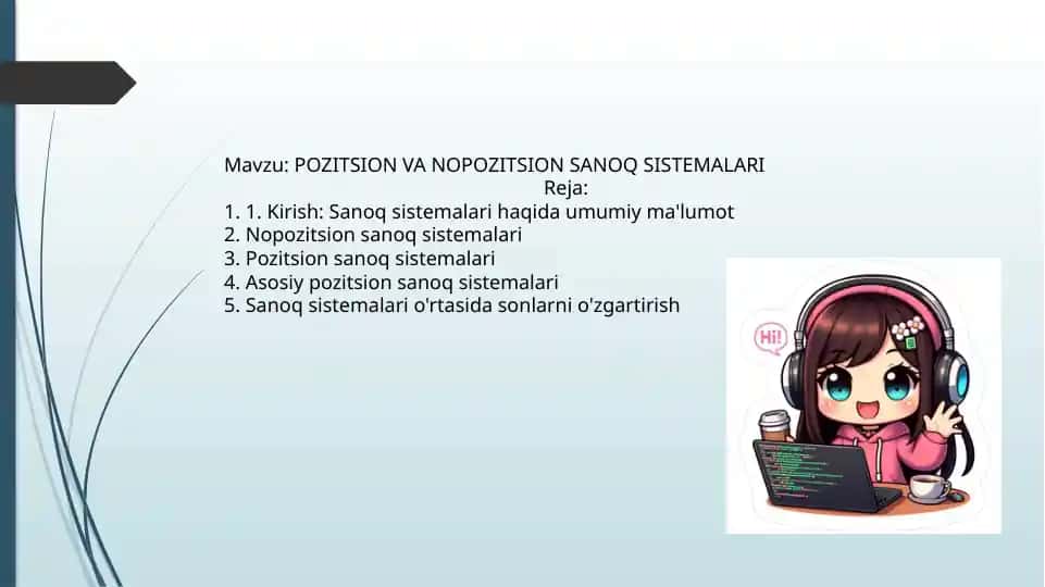 POZITSION VA NOPOZITSION SANOQ SISTEMALARI