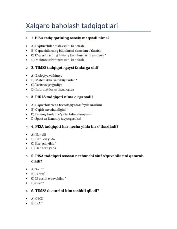 Xalqaro baholash tadqiqotlari