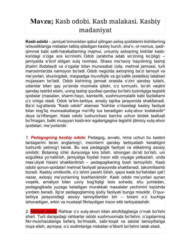 Kasb Odobi