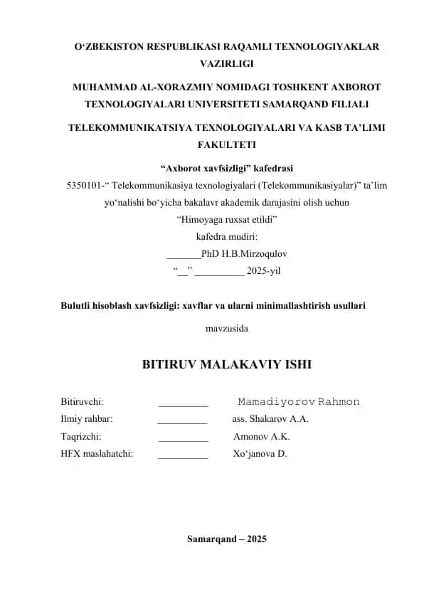 Bulutli xisozblash xasizligi : Xavflar va ularni minimallashtirish usullari