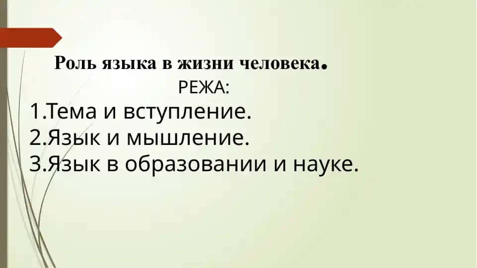 Роль языка в жизни человека