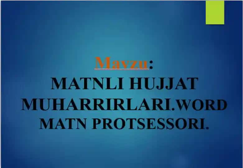 MS Word dasturi va uning interfeysi