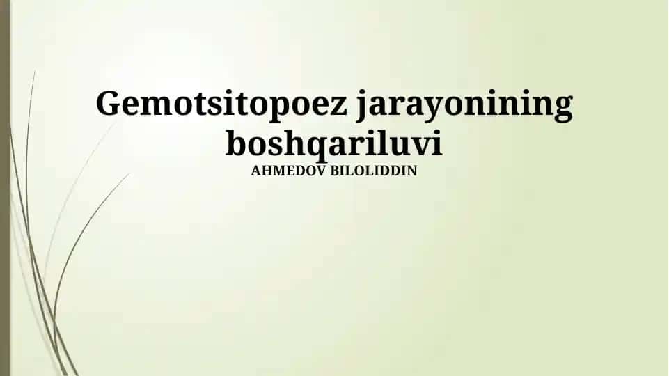 Gemotsitopoez jarayonining boshqariluvi