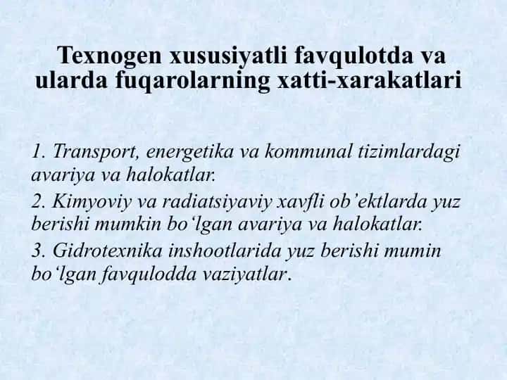 Favqulot va Avariya Analizi