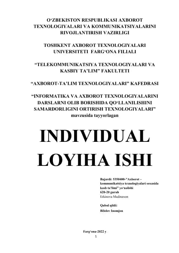 Individual Loyiha Ishi