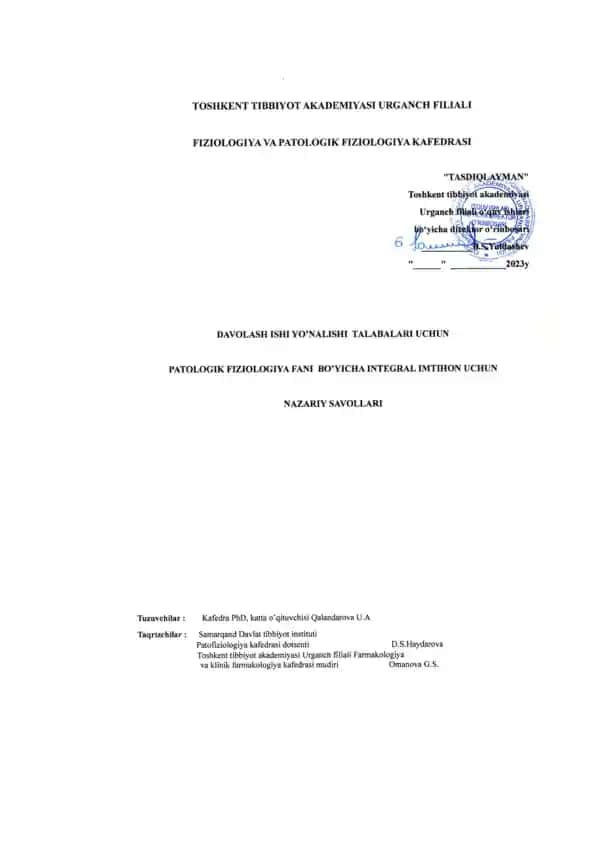 Patofiziologiya va Tibbiyot