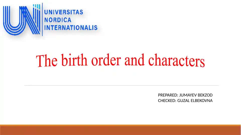 The Birth Order and Characters