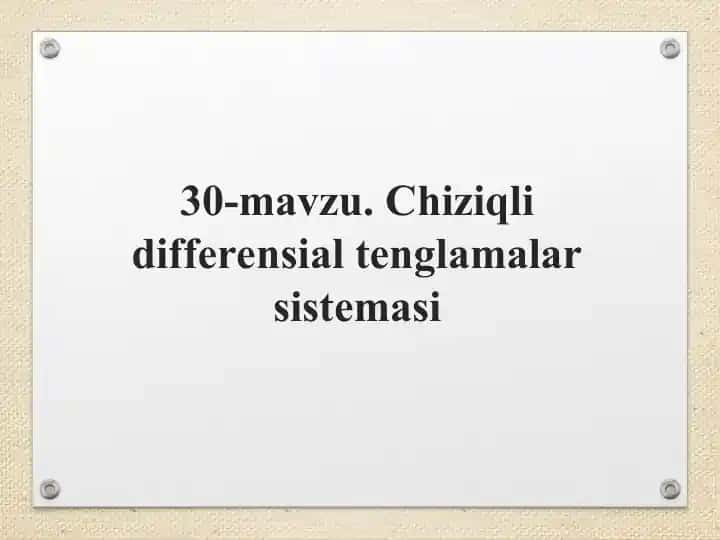Chiziqli differensial tenglamalar sistemasi