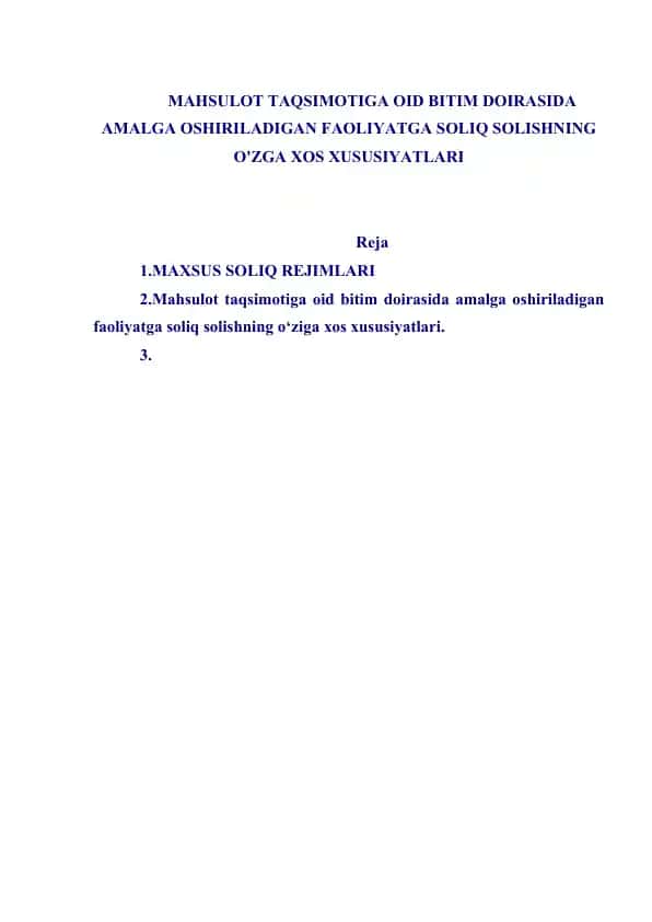 Mahsulot taqsimotiga oid bitim doirasida amalga oshiriladigan faoliyatga soliq solish