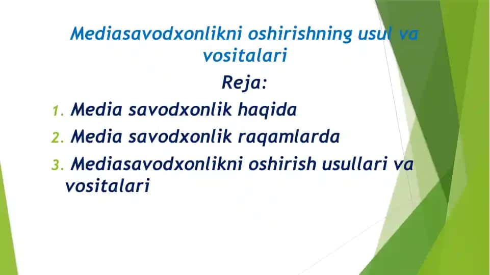 Mediasavodxonlikni oshirishning usul va vositalari