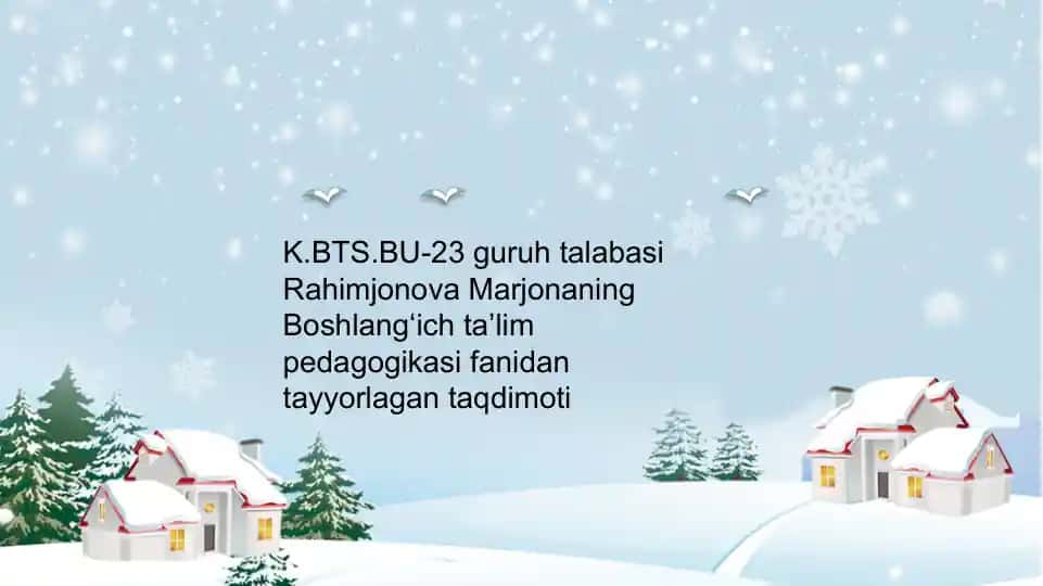 Taqdimotlar/Boshlang'ich ta'lim pedagogikasi fanidan tayyorlagan taqdimoti