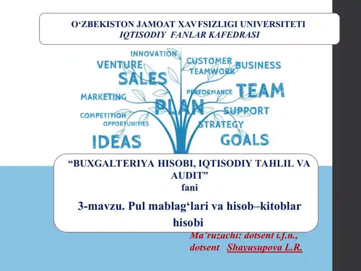 BUXGALTERIYA HISOBI, IQTISODIY TAHLIL VA AUDIT