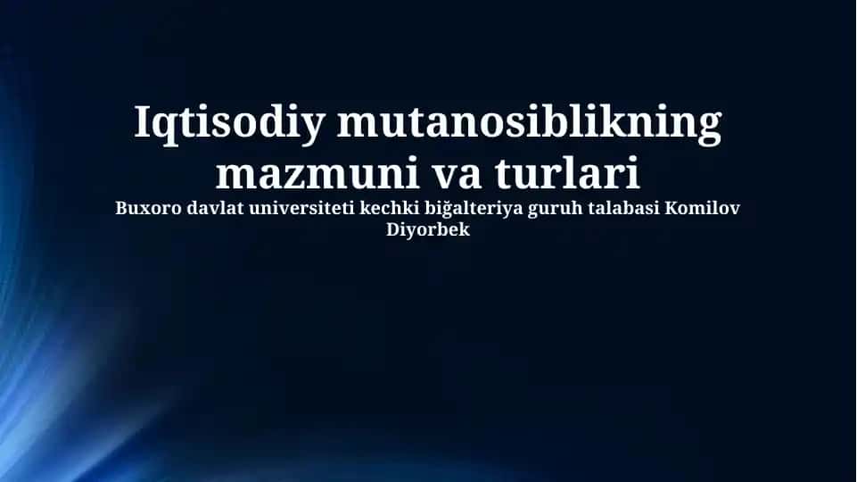Iqtisodiy Mutanosiblikning mazmuni va turlari