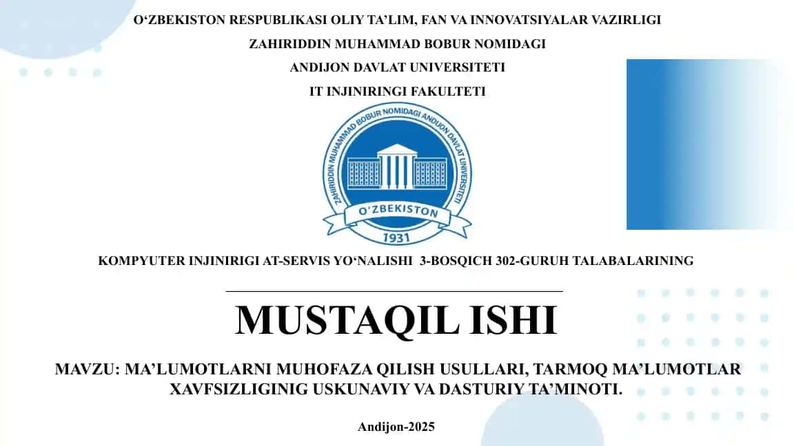 Ma'lumotlarni muhofaza qilish usullari