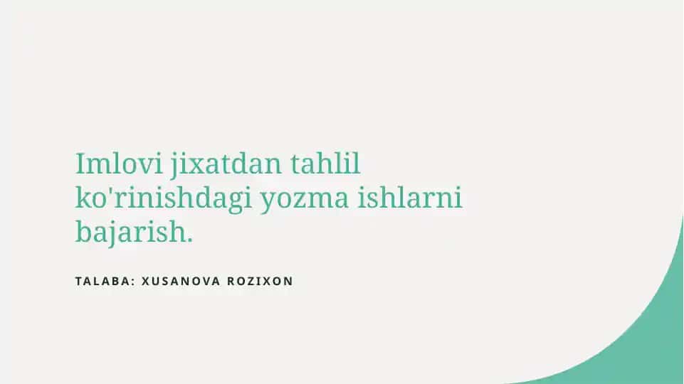 Imloviy yozma ishlarning sintaktik tuzilishi