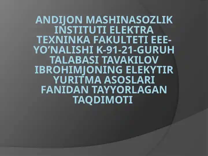 Elektr yuritma Asoslarifani
