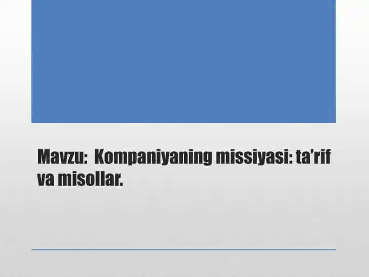 Kompaniyaning missiyasi: ta’rif va misollar