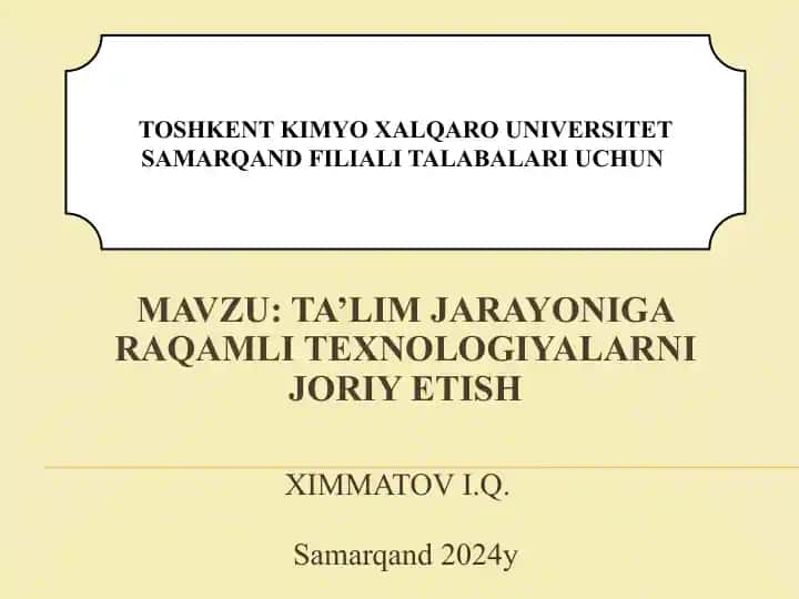 TA’LIM JARAYONIGA RAQAMLI TEXNOLOGIYALARNI JORIY ETISH