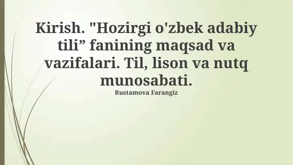 Zamonaviy o'zbek adabiy tili