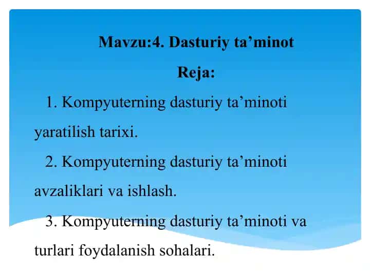 Kompyuterning dasturiy ta’minoti