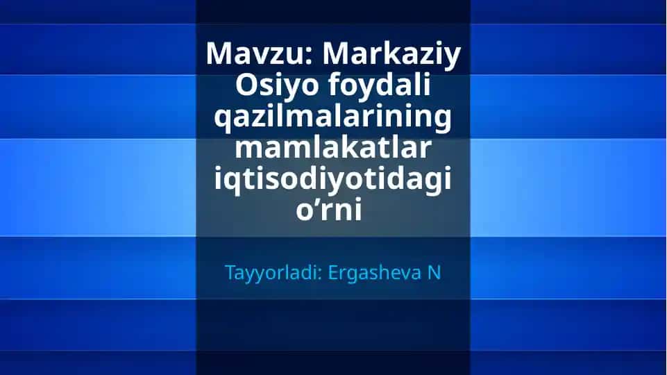 Markaziy Osiyo foydali qazilmalari