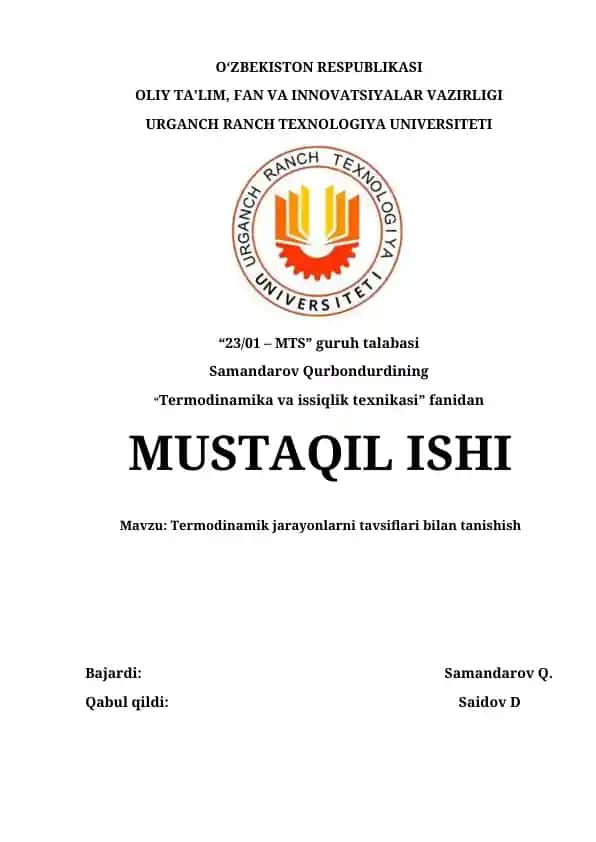 Termodinamika va issiqlik texnikasi