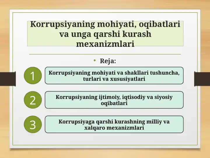 Korrupsiyaning mohiyati, oqibatlari va unga qarshi kurash mexanizmlari