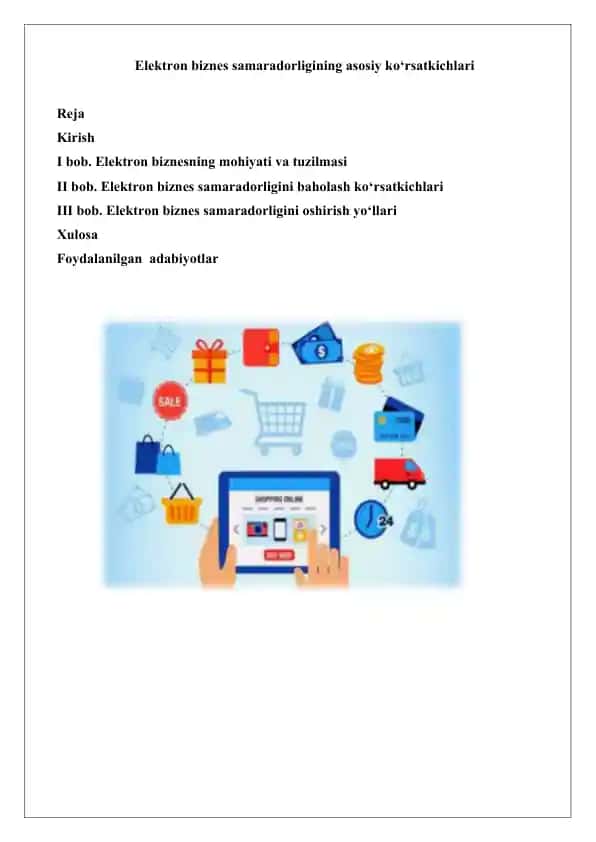 Elektron biznes samaradorligining asosiy ko‘rsatkichlari