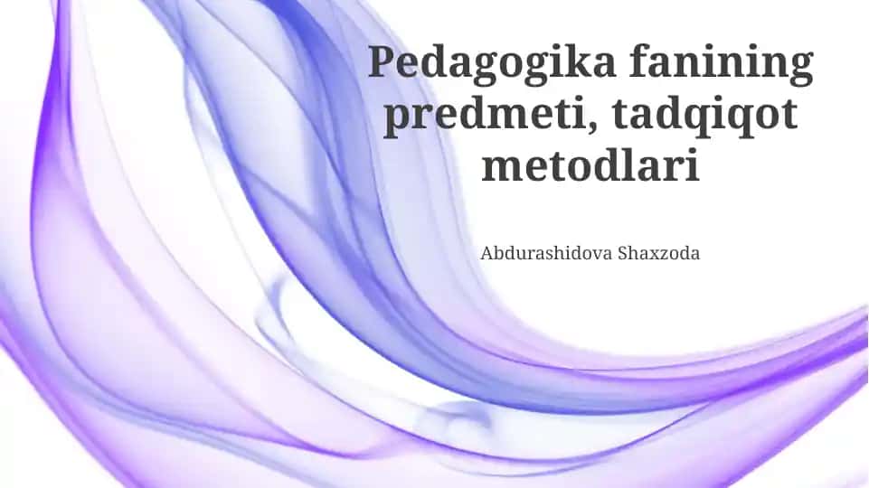Pedagogika fanining predmeti