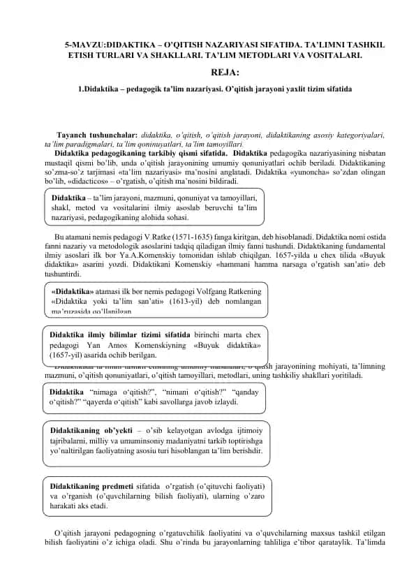 Didaktika – O’qitish nazariyasi sifatida