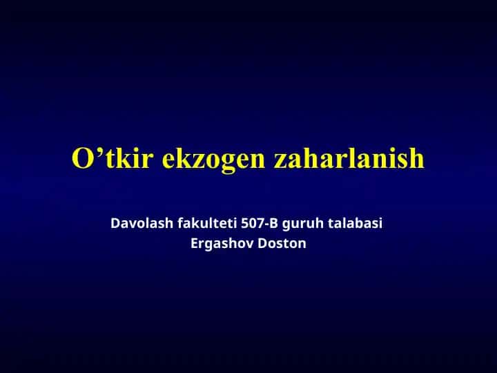 O’tkir ekzogen zaharlanish