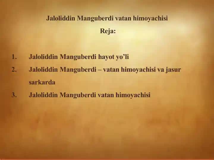 Jaloliddin Manguberdi vatan himoyachisi