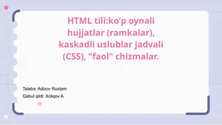 HTML tiliga kirish