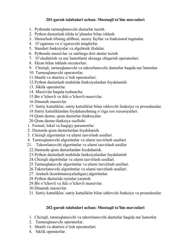 Pythonda tarmoqlanuvchi dasturlar tuzish
