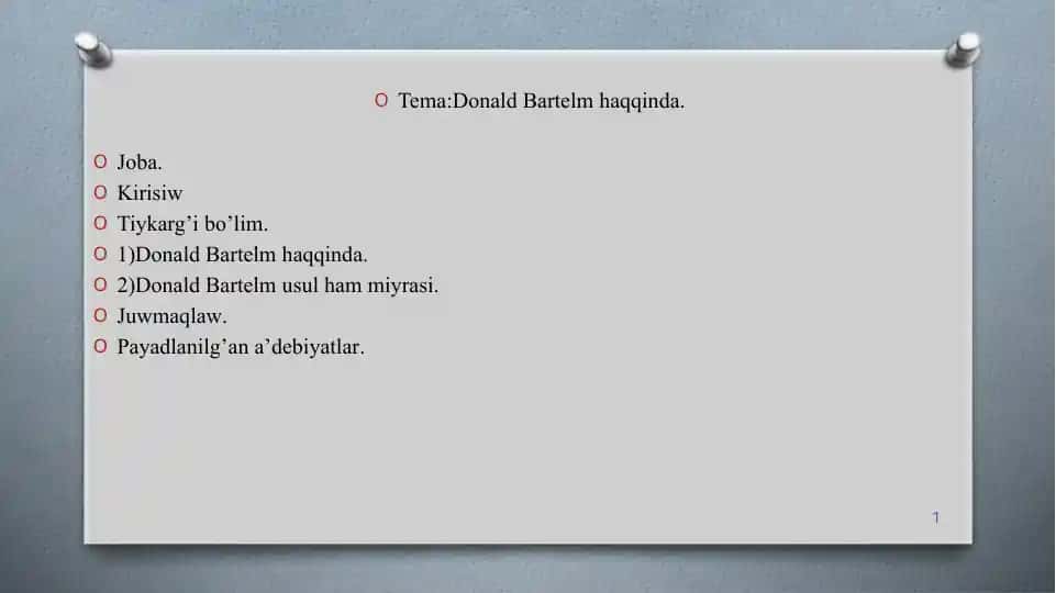 Donald Barthelme haqida