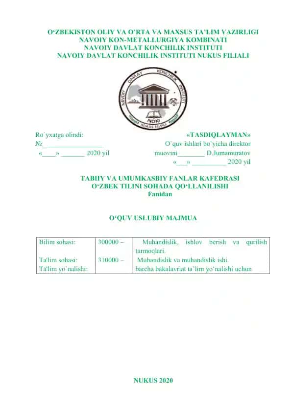 O‘zbek tilini sohada qo‘llanilishi