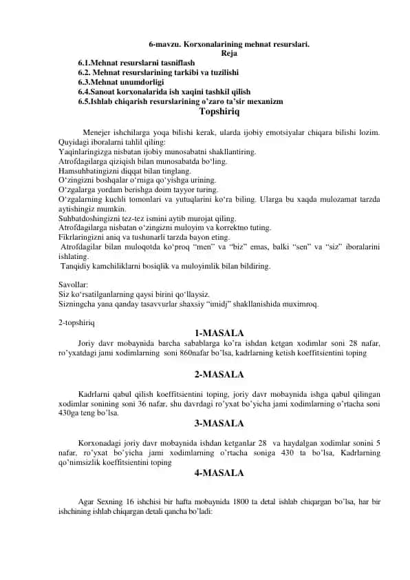 Mehnat resurslari